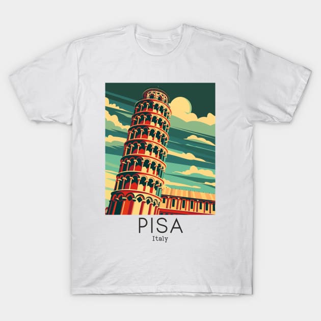 A Vintage Travel Illustration of Pisa - Italy T-Shirt by goodoldvintage